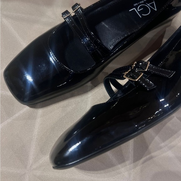AGL Black Patent Leather Mary Jane Flats NWT Size EU 40 (US 10) Made in Italy - Picture 3 of 6